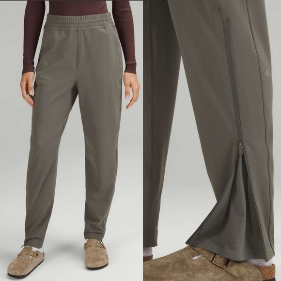 Lululemon Everlux High-Rise Zip-Leg Track Pant Full Length Grey Sage W5FAYS 10 - Picture 1 of 10